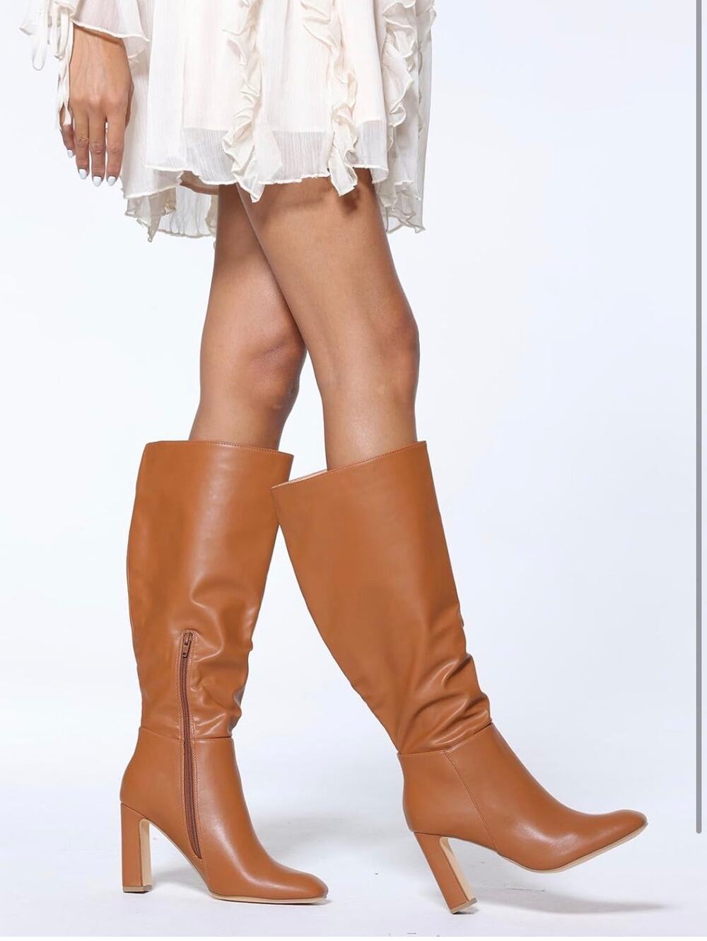 8 women’s brown leather knee high boots new